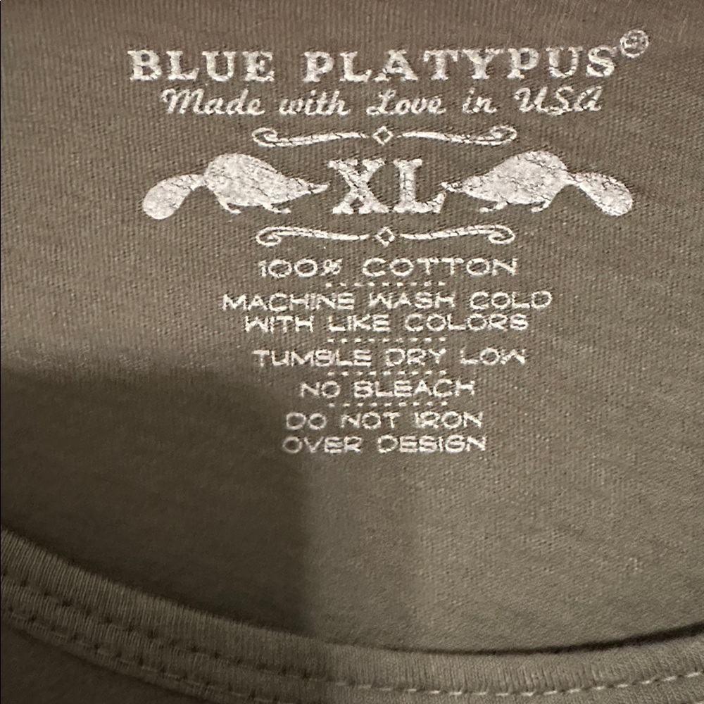 BLUE PLATYPUS Green T-Shirt with Mushrooms XL - Picture 3 of 4